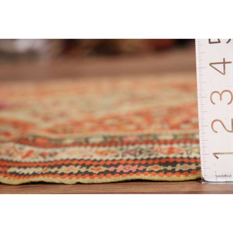 Vegetable Dye Kilim Senneh Antique Persian Rug Hand-Woven Wool Carpet - 4'2" x 6'10"