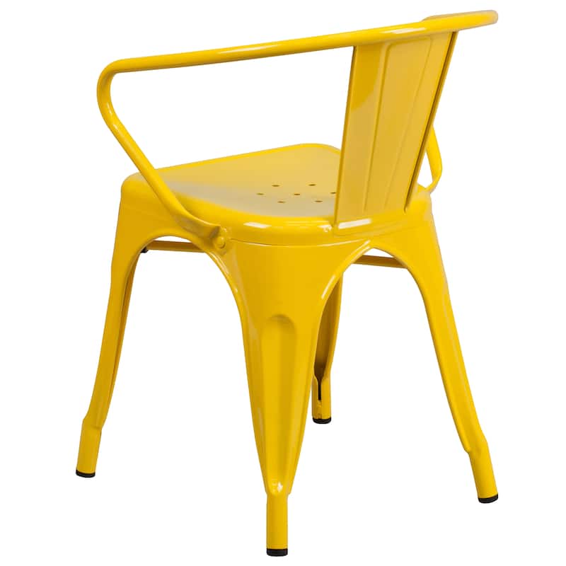 Metal Indoor-Outdoor Chair with Arms - 21.5"W x 19"D x 27.75"H