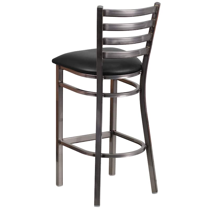 Clear Coated Ladder Back Metal Restaurant Barstool - 17"W x 18"D x 42.25"H