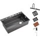 preview thumbnail 15 of 35, Lefton 304 Stainless Steel Waterfall Kitchen Sink Set with Pull-down Faucet KS2207 (Series)