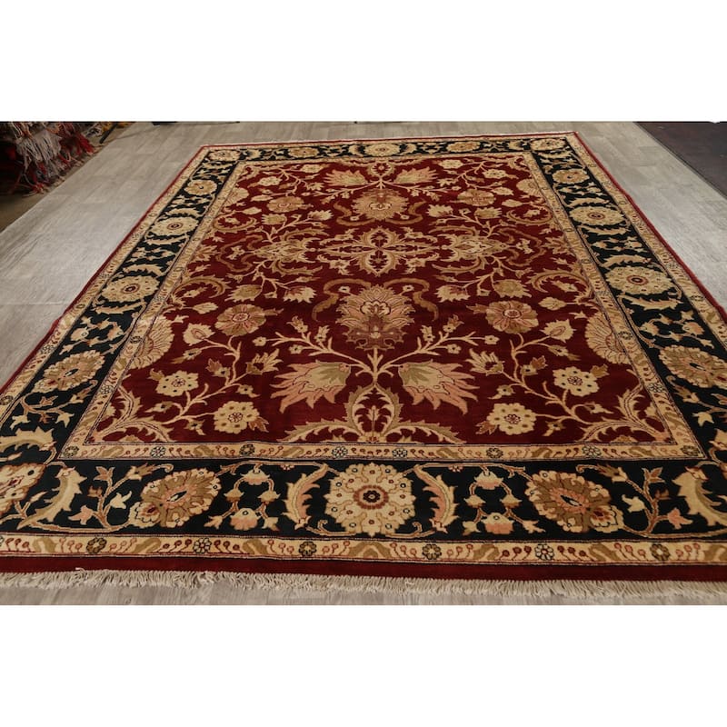 Floral Traditional Agra Oriental Area Rug Handmade Wool Carpet - 9'0" x 12'4"