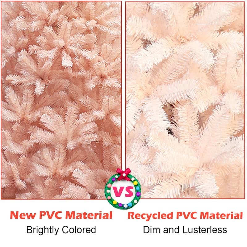 Gymax 6ft/ 7ft Pink Classic Pine Christmas Tree Artificial Hinged - See Details