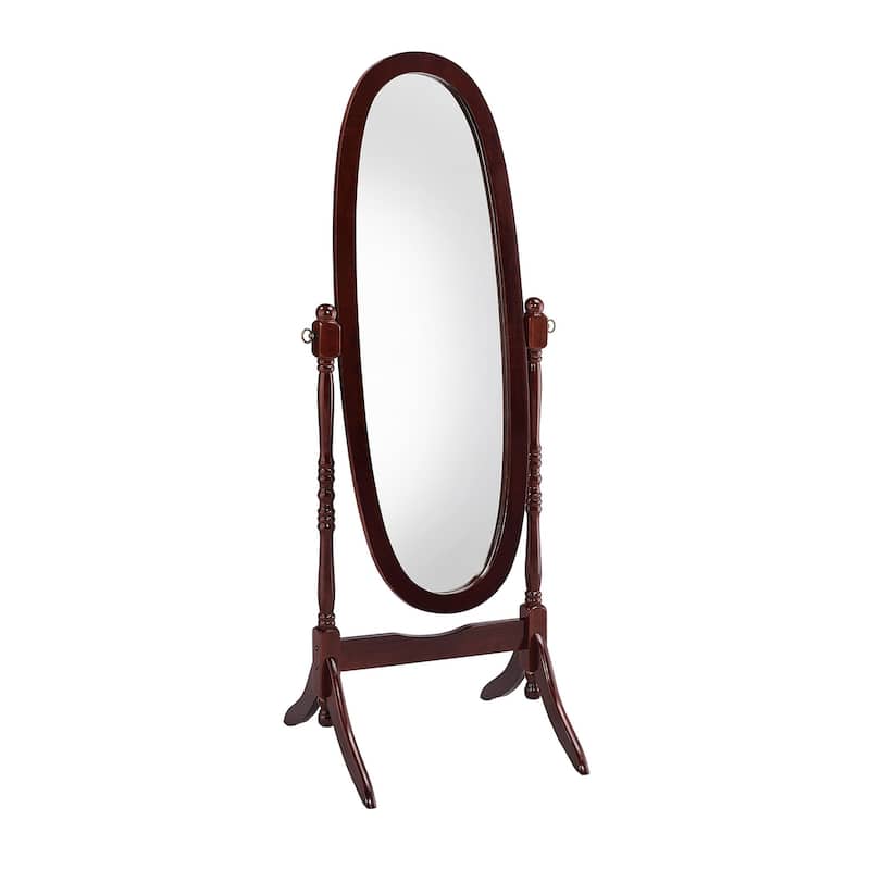 Cherry Finish Cheval Floor Mirror - N/A