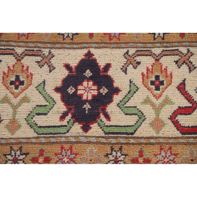Hand Knotted Oriental 100% Wool Carpet Traditional All-Over Red Kazak Area Rug - 9' 6'' X 6' 8''