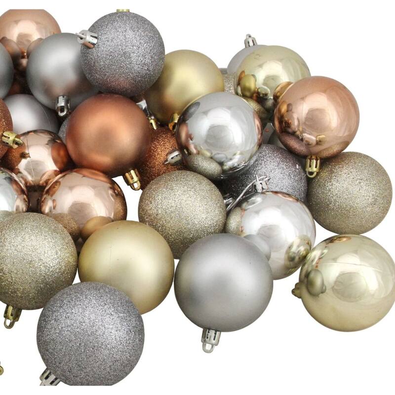 60ct Earth Tone Shatterproof 3-Finish Christmas Ball Ornaments 2.5"