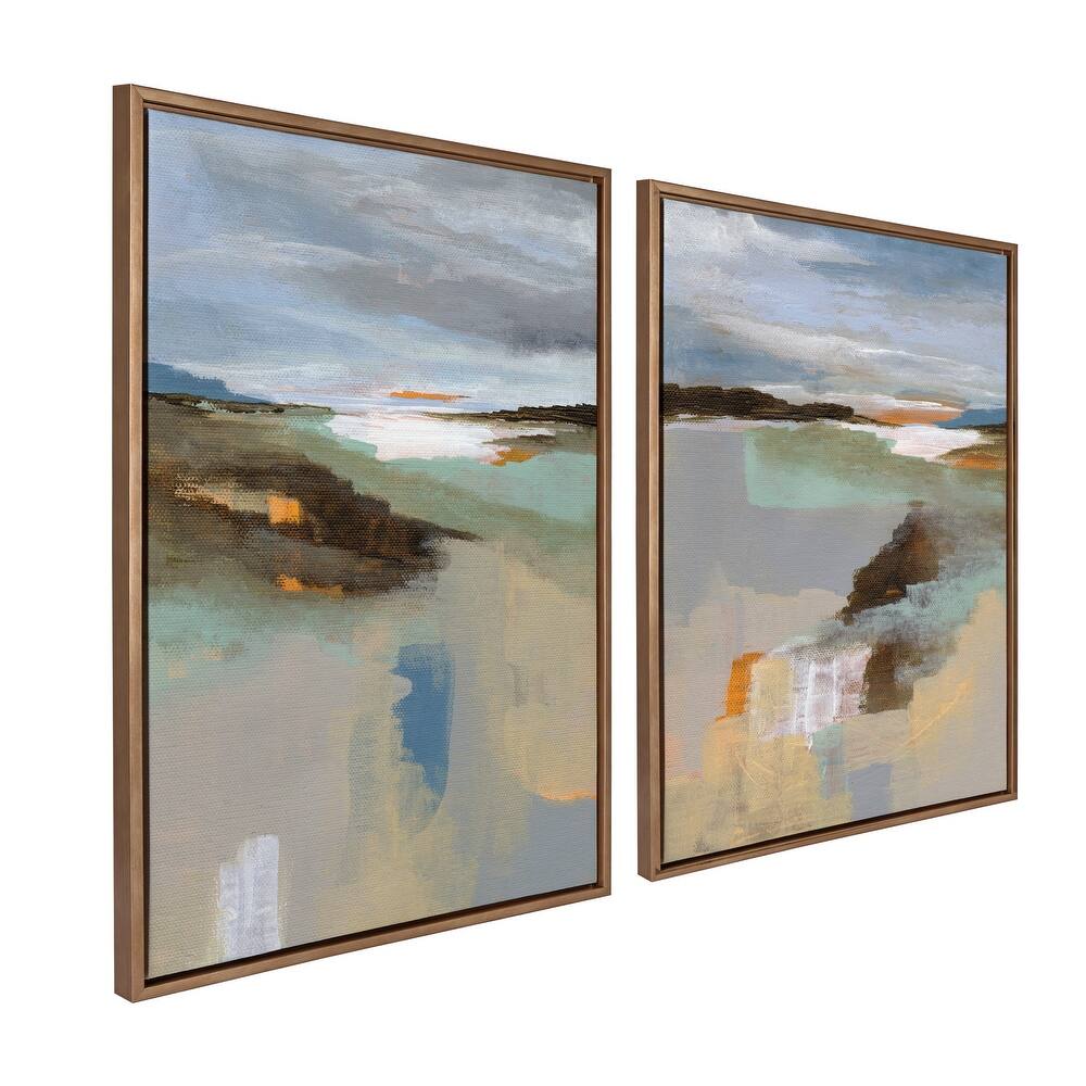 Sylvie Beaded Big Sur I and II Framed Canvas Set by Nikita Jariwala