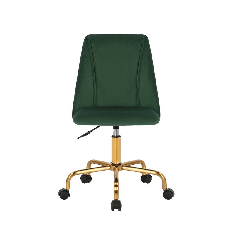 Porthos Home Caia Armless Office Chair, Velvet, Gold Metal Legs