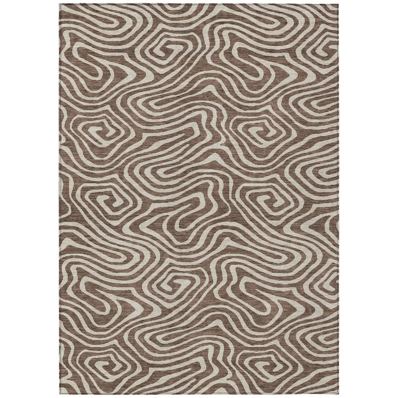 Machine Washable Indoor/ Outdoor Abstract Modern Chantille Rug