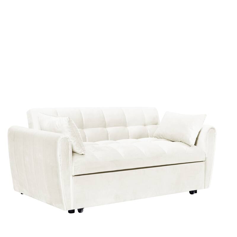 Foldable Velvet Sofa Bed with Adjustable Back, 3-in-1 Convertible Futon for Small Spaces