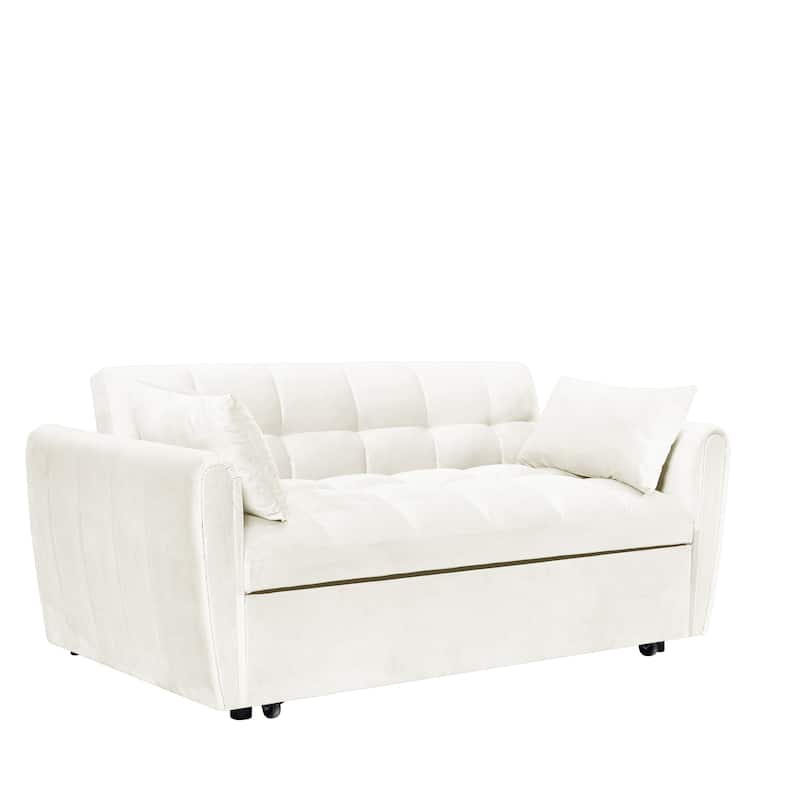 Velvet Sofa Bed 64.9" - Foldable with Soft Pillows for Living or Bedroom