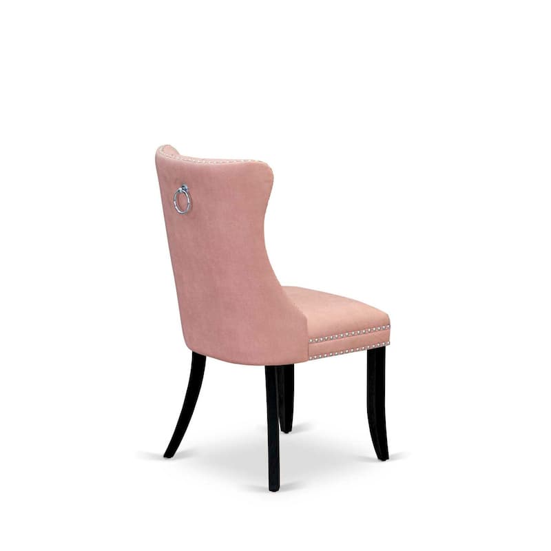 Parson Dining Chairs Set of 2 - Padded Kitchen Chairs with Nailhead Trim - Beige Red Faux Leather