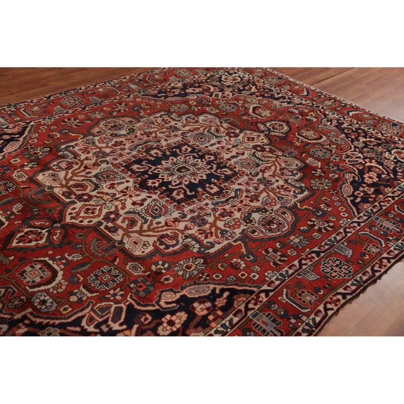 Medallion Bakhtiari Persian Vintage Rug Handmade Wool Carpet - 6'8" x 9'9"