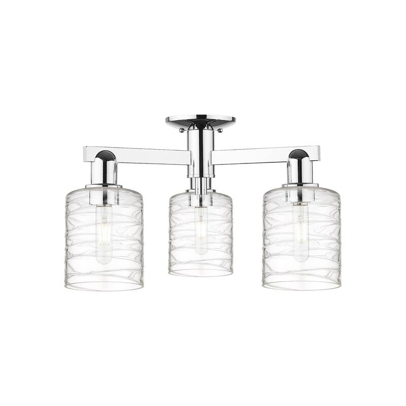 Innovations Lighting 716-3F-11-23 Cobbleskill Semi-Flush Cobbleskill 3 - Polished Chrome / Deco Swirl