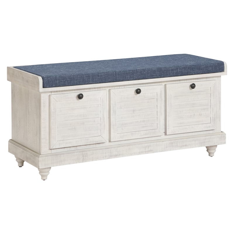 The Gray Barn Arbakka Storage Bench - Distress White