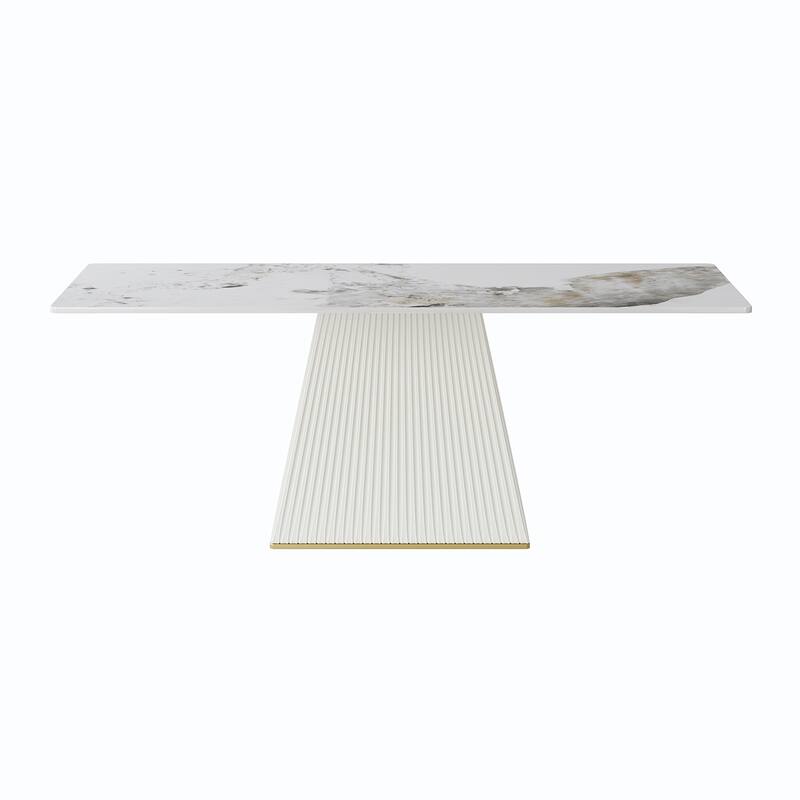 Elegant Faux Marble Dining Table Slate Panel Kitchen Table With Square Pedestal