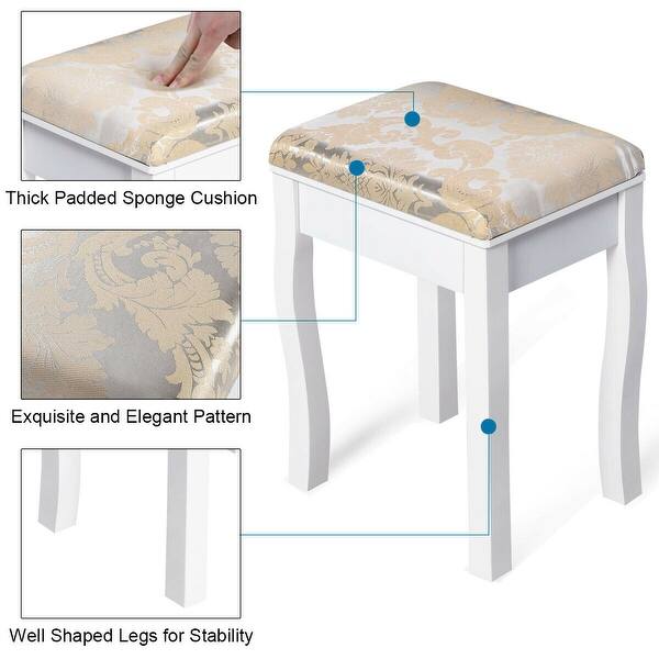 Costway Vanity Table Jewelry Makeup Desk Bench Dresser Stool White On Sale Overstock 16131195
