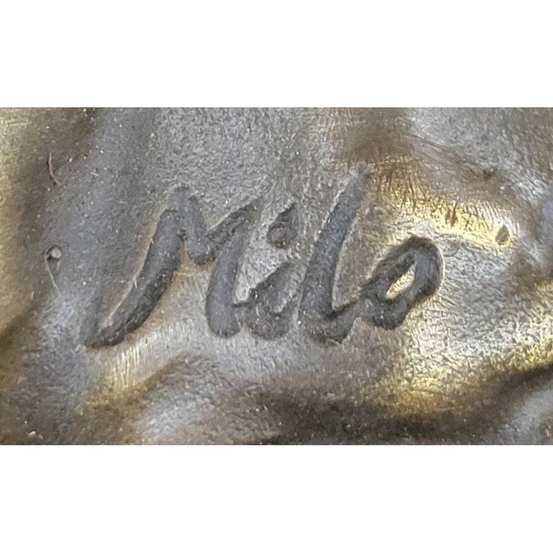 Clical Young Woman Holding Banjo Guitar Musical Instrument - Bronze Sculpture By Milo