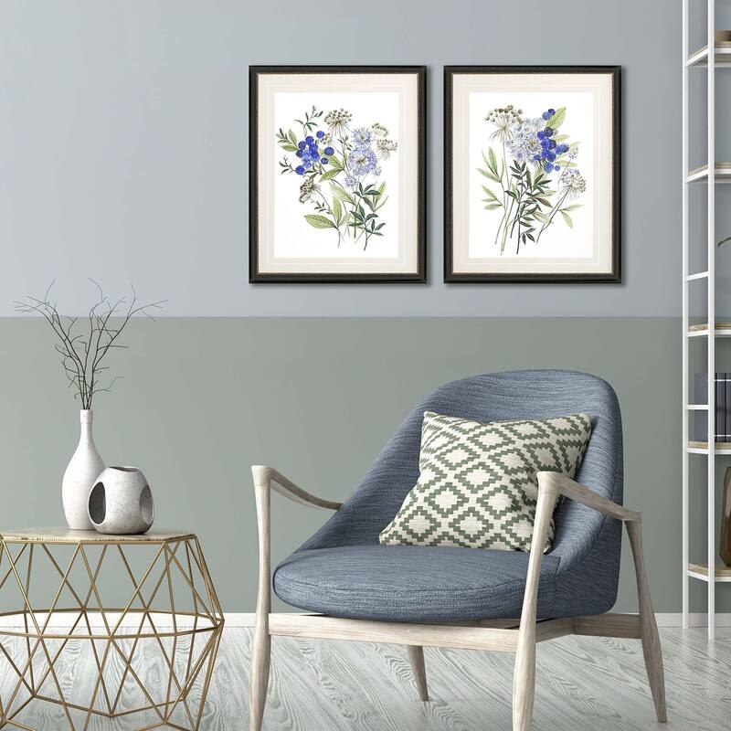 Botana S/2 Framed Art Giclee Under Glass - Blue