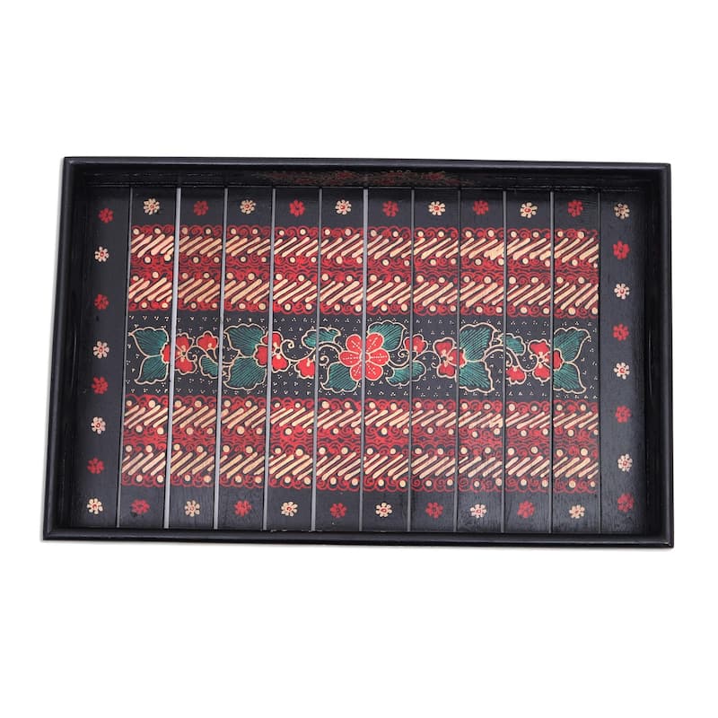 Novica Handmade Kawung Beauty Decorative Wood Batik Tray