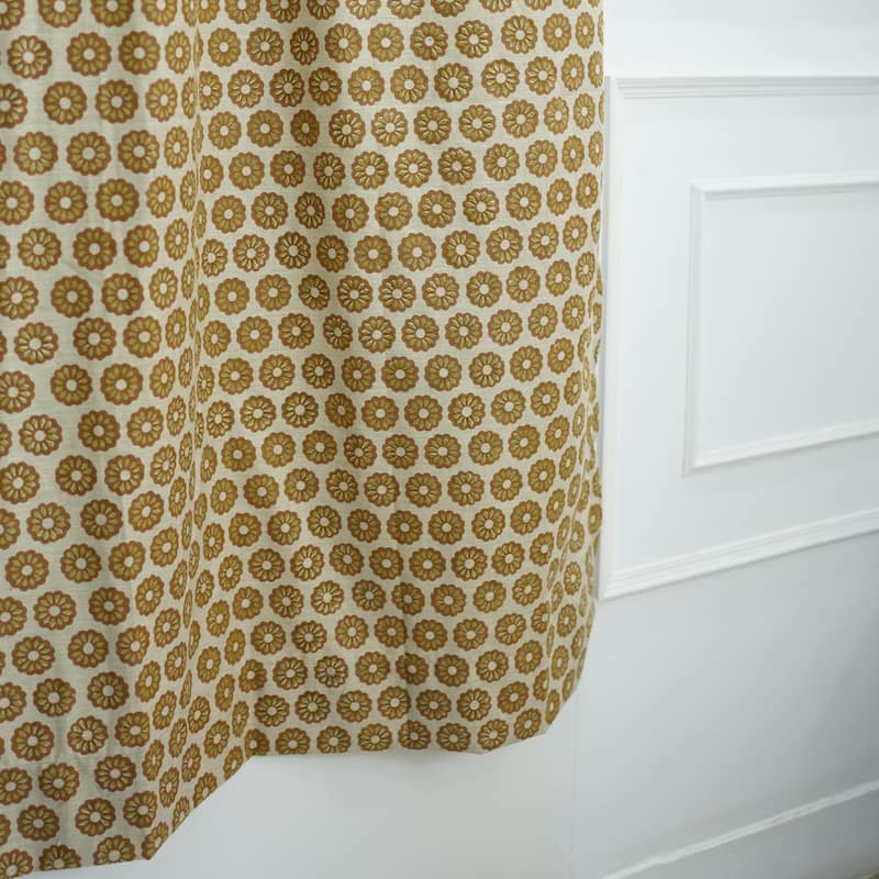 Fabdivine Floral Soft Linen Blend Fabric Kitchen Living Room Window Home Accent Décor Curtain