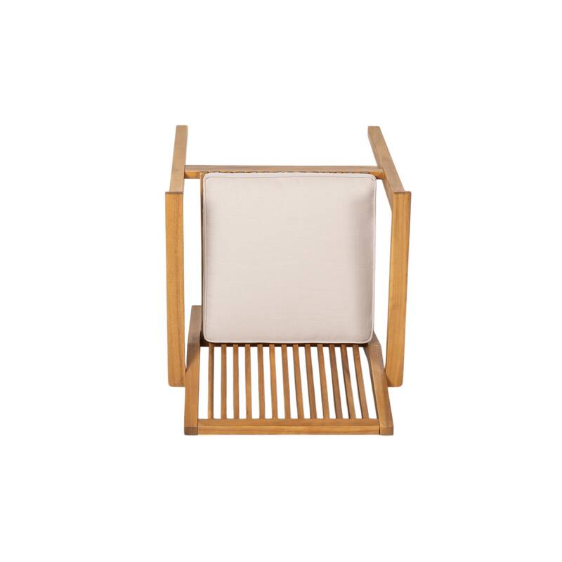 Patio Dining Chair Set of 2 - Sturdy Acacia Wood, Comfortable Waterproof Seating, 400 lbs Capacity