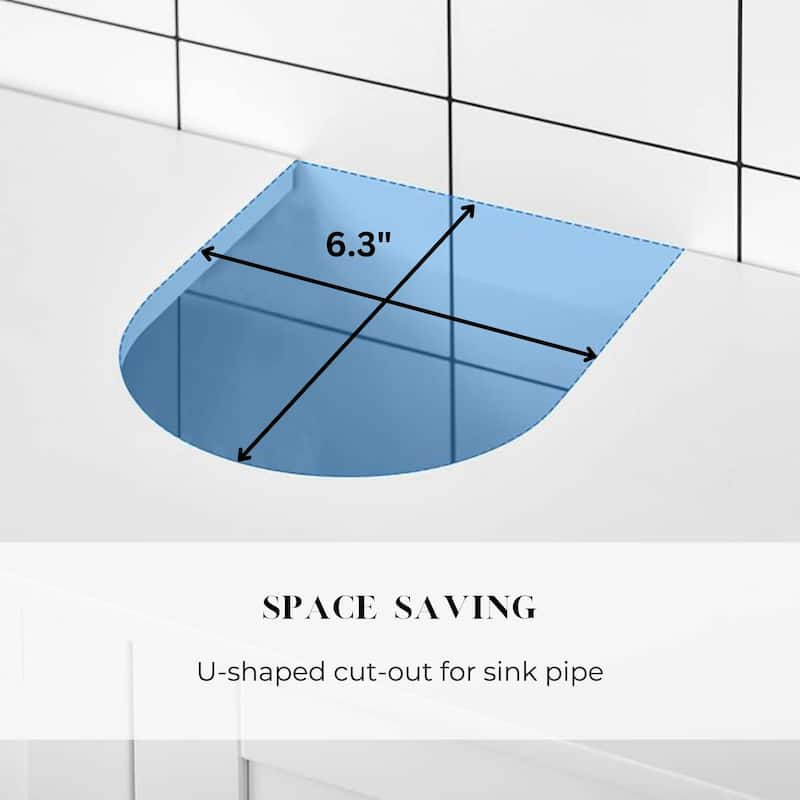 Santorin White Bathroom Vanity Under Sink Cabinet with U-Shaped Cut-Out, Double Vented Doors - 24"L x 11.8"D x 27.9"H