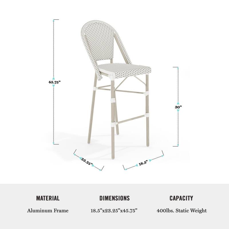 Martha Stewart All-Weather Stackable Patio Bistro Bar Stool - 18.5"W x 23.25"D x 45.75"H