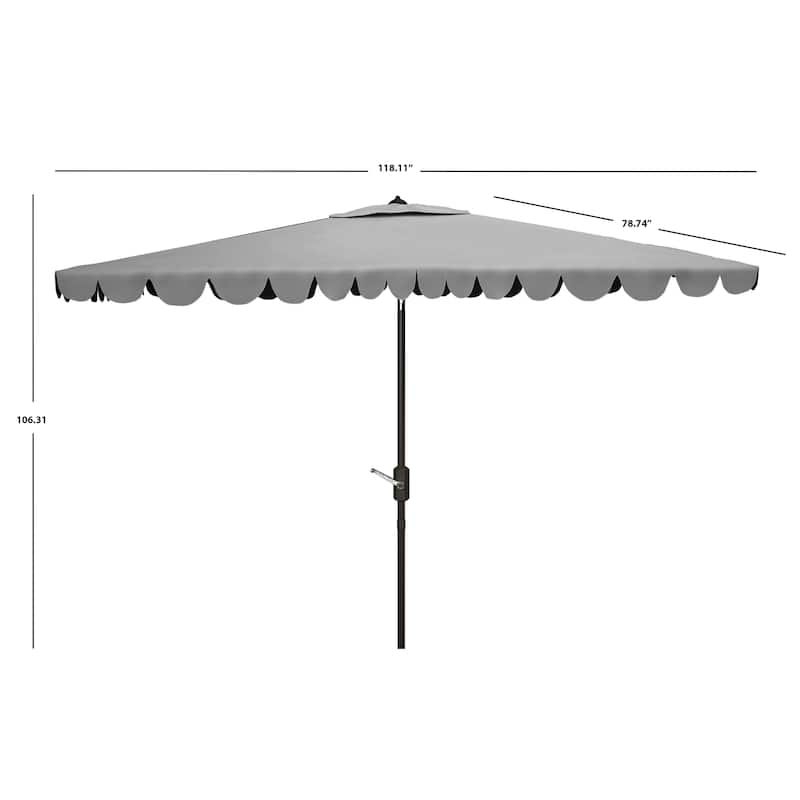 SAFAVIEH Outdoor Living Venice 6.5 x 10-foot Rectangular Crank Umbrella - Grey