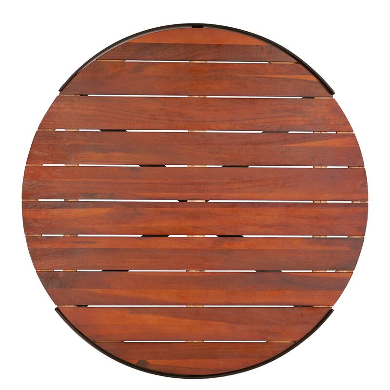 Roomfitters Outdoor Coffee Table with Slatted Mahogany Wood Surface and Sturdy Metal Frame, Modern Patio Accent, Mahogany