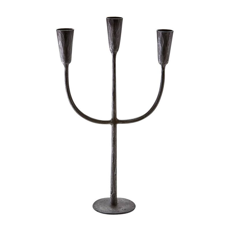 Cody Black Metal Trident 3 Taper Holder Candlestick Holder, 8.75L x 3.25W x 16.0H inches