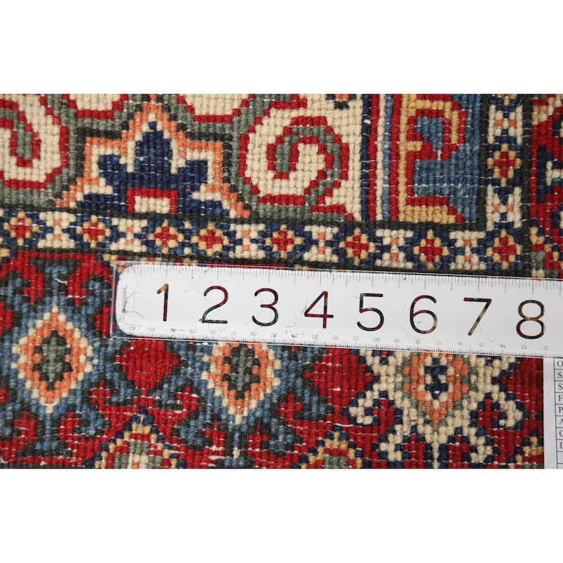 Blue Geometric Kazak Oriental Foyer Rug Handmade Wool Carpet - 2'0"x 3'0"
