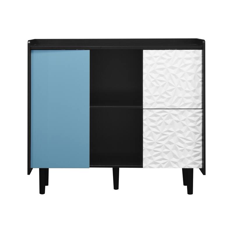 Modern Sideboard Buffet Cabinet with 2 Drawers and 2 Open Storage Compartment