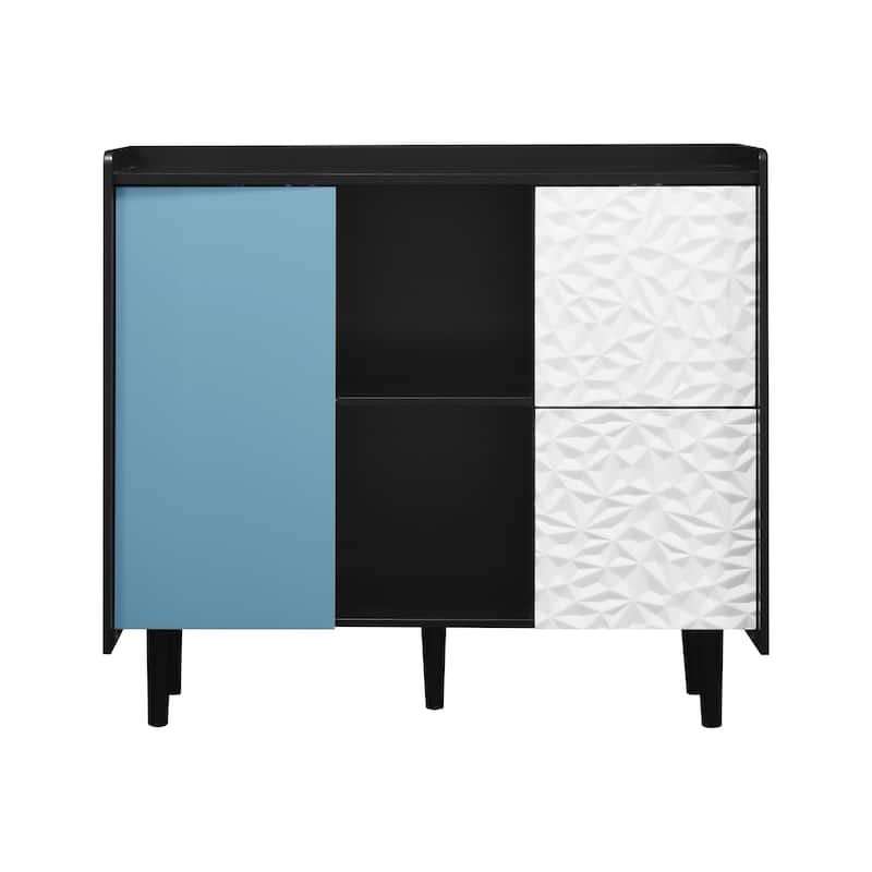 Sideboard Buffet Cabinet with 2 Drawers, Coffee Bar Cabinet with 2 Open Storage Compartment, Accent Cabinet with Metal Legs