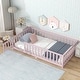 preview thumbnail 127 of 173, Toddler Floor Bed with Fence and Door, Montessori Platform Floorbed with Safety Guardrails for Children Boys Girls Kids Playroom