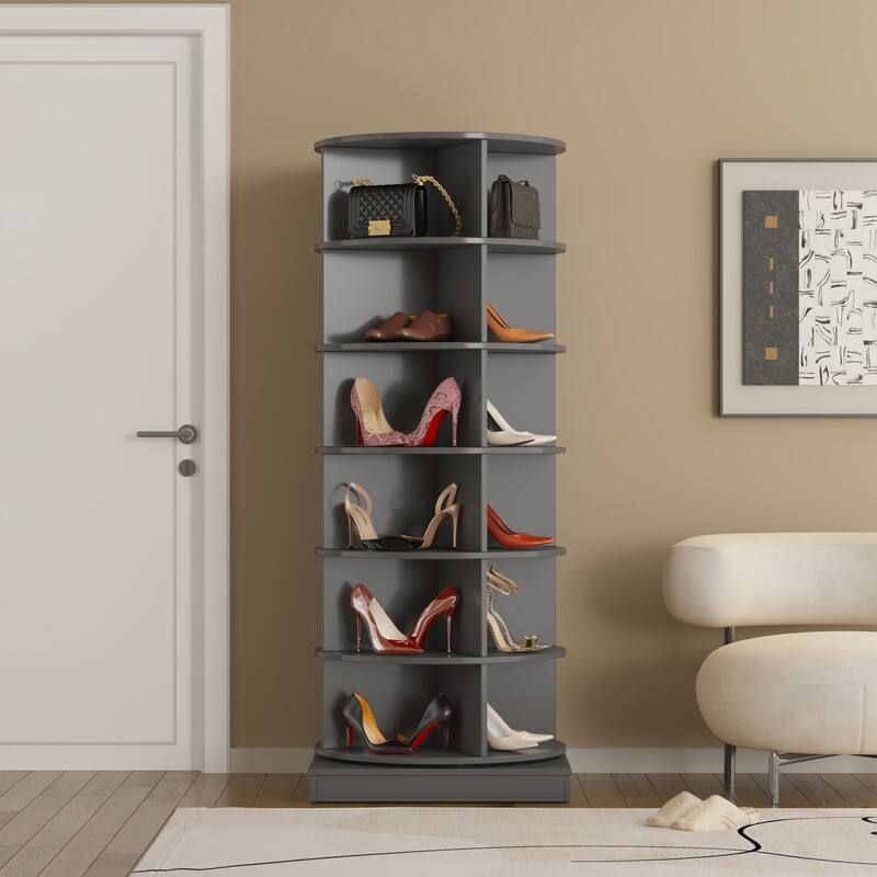 360 Rotating shoe cabinet 6 layers - Grey