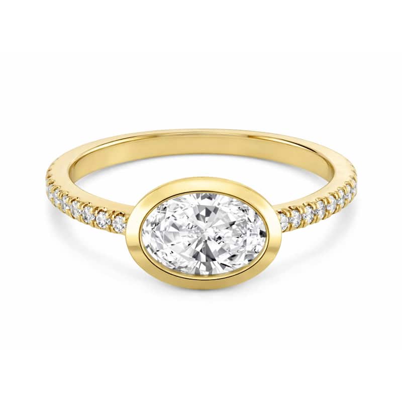 Auriya 14K Gold Bezel Oval Diamond Engagement Ring 1.00 - 5.00ct. tw. (F-G, VS) - 5.00 carats - 7 - Yellow