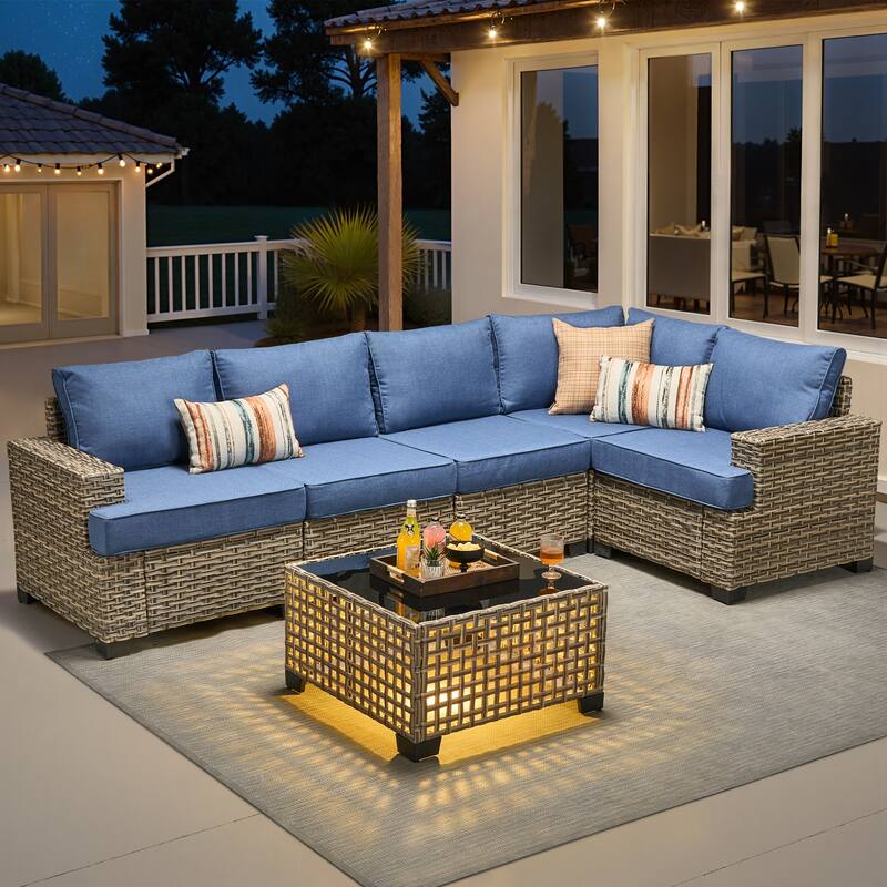 HOOOWOOO 6-piece Patio Furniture Conversation Set with Coffee Table