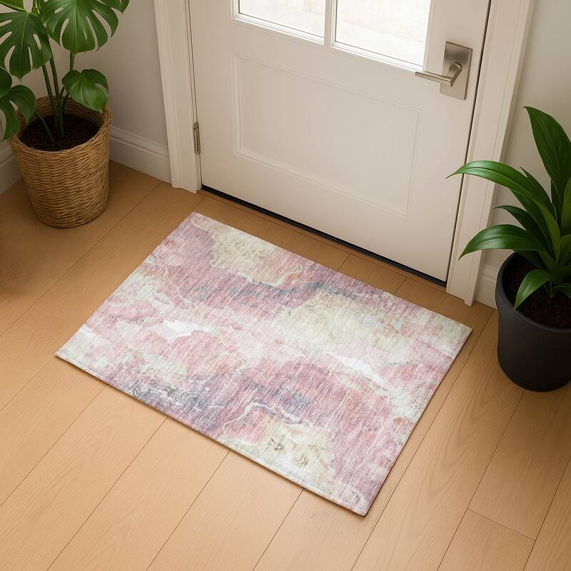 Premium Washable Super Soft Modern Contemporary Mayfield Rug - Pink - 1'8" x 2'6"