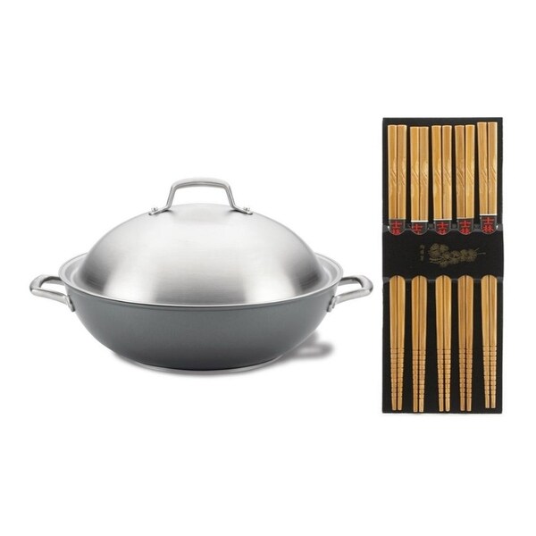 Anolon 81116 Accolade Hard Anodized Stir Fry/Wok Pan with Chopsticks. Opens flyout.
