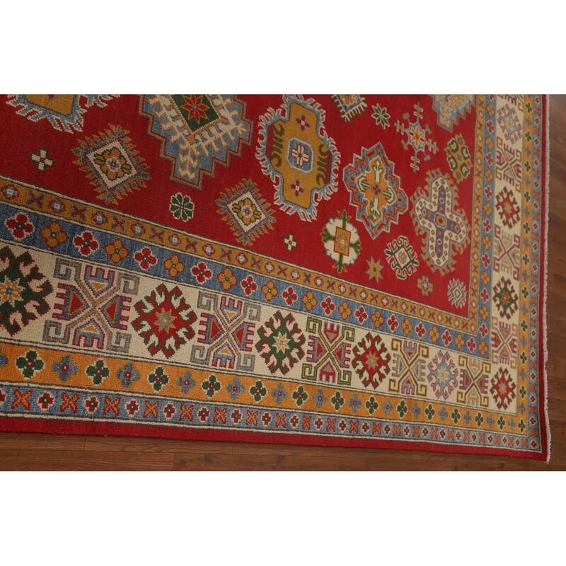 Geometric Kazak Oriental Area Rug Handmade Dining Room Wool Carpet - 8'1" x 10'3"