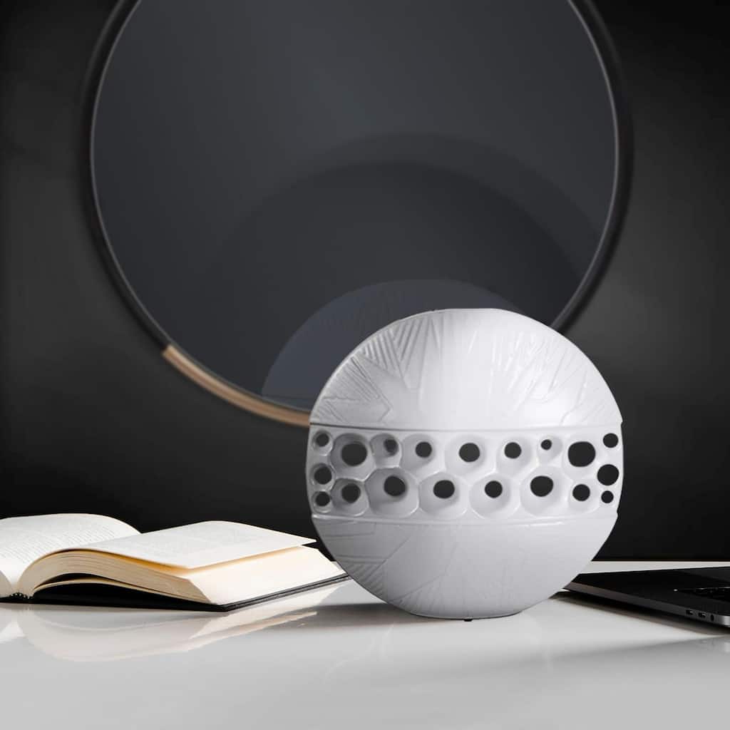 Allan Andrews Contemporary Matte White Ceramic Moon Vase