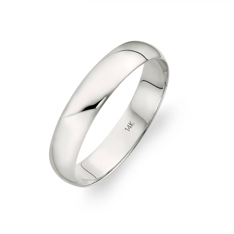 Clover White Gold High-Polish Classic Wedding Band - 9.5 (4mm) - 14k