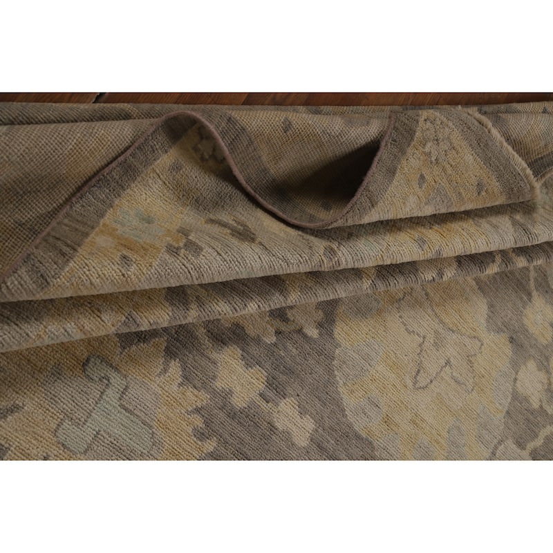 Hand Knotted Oriental 100% Wool Carpet Transitional All-Over Greys & Charcoal Oushak Area Rug - 12' 1'' X 9' 7''