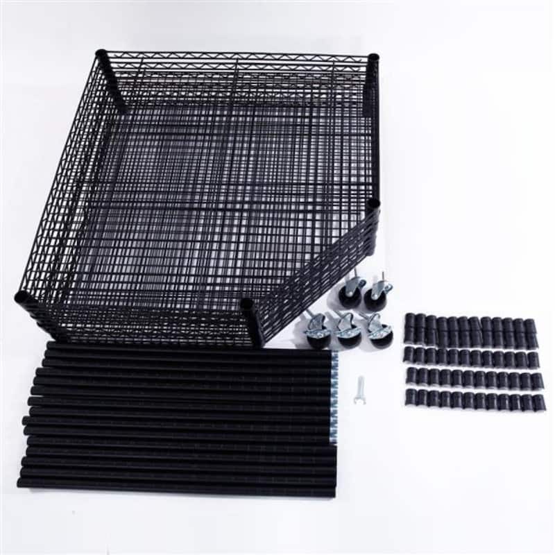 6-Layer Plastic Coated Polygonal Corner Shelf with 2" PP Wheels - (26.77 x 26.77 x 70.87)"