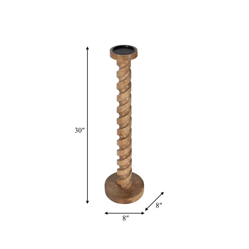 Sagebrook Home Mango Wood Spiral Candleholder - Elegant Home Decor