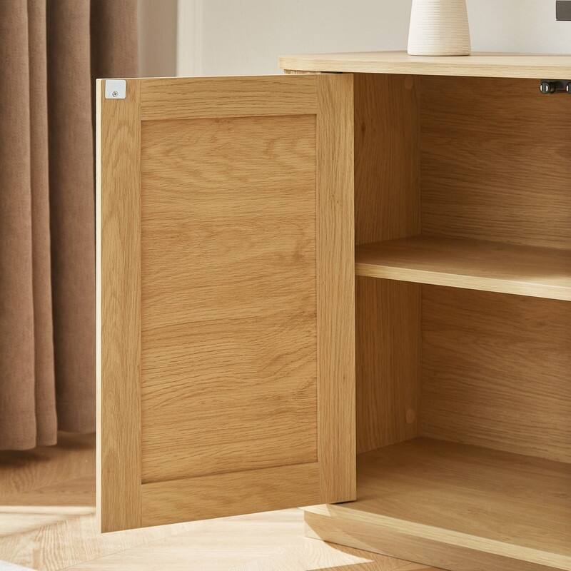 64" Stylish Wooden Cabinet with Wavy Design for TV Stand Ample Storage Space for Your Home