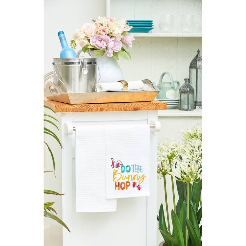 "Do The Bunny Hop" Easter Rabbit Spring Theme Kitchen Dishtowel