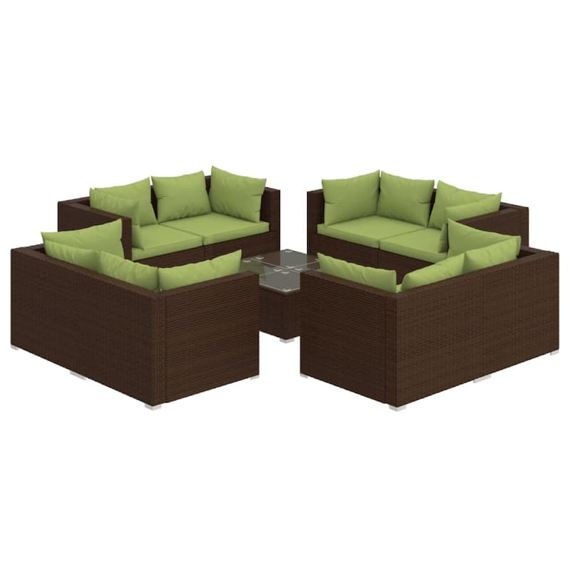 vidaXL Patio Lounge Set Outdoor Sectional Sofa Set Table Garden Poly Rattan - 27.6" x 27.6" x 24"