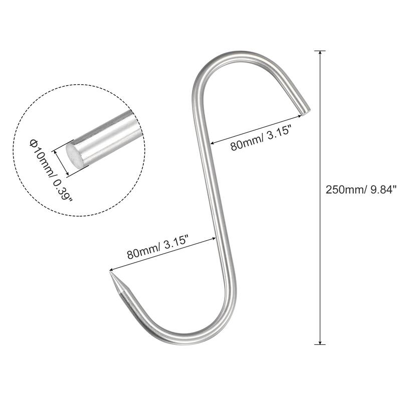 Meat Hooks, Stainless Steel S-Hook, Meat Processing for Chicken 6Pcs - Silver Tone