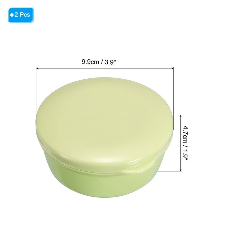 Travel Soap Container, 2 Pack Round Soap Holder Travel Case Box - Green